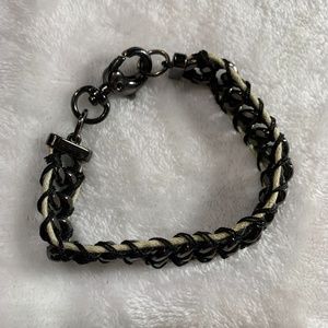 BLACK Stainless Steel Bracelet Men's Wired